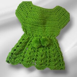 Infant Green Handmade Crochet Dress Brand New Size 0-3 Months